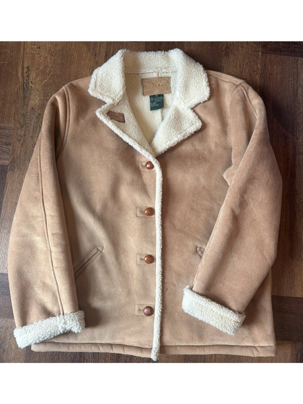 Vintage Ralph Lauren Suede Shearling Jacket Car Coat Sz Medium  American classic - Picture 1 of 9